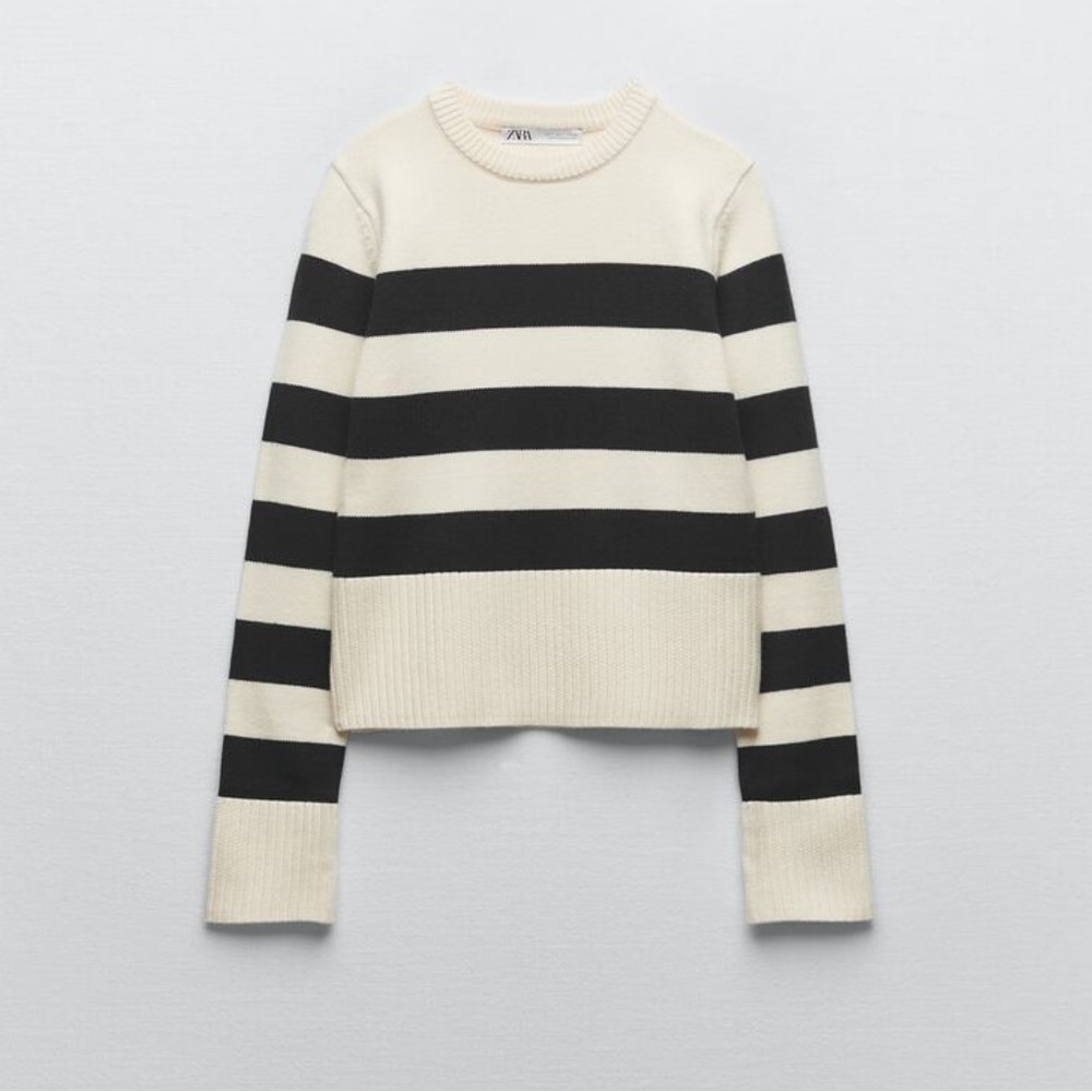 NWT Zara Striped Crop Knit Sweater